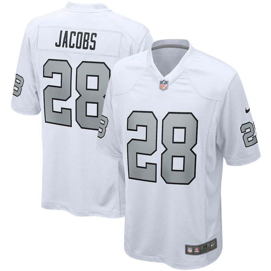 Men Oakland Raiders #28 Josh Jacobs Nike White Alternate Game NFL Jersey